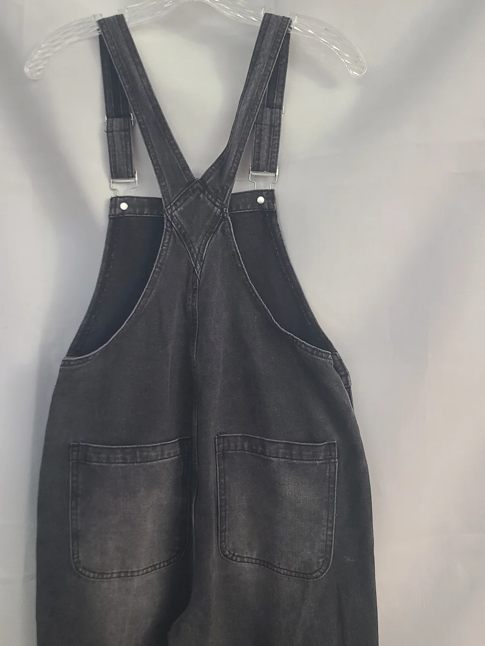 Cider Sz XS Charcoal Black Denim Wide Leg Casual Overalls - Picture 6 of 6